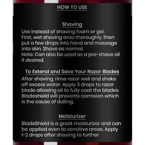 BladeShield All-natural Shave Oil Instructions for Use