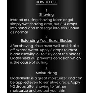 BladeShield All Natural Shaving Oil Instructions for Use